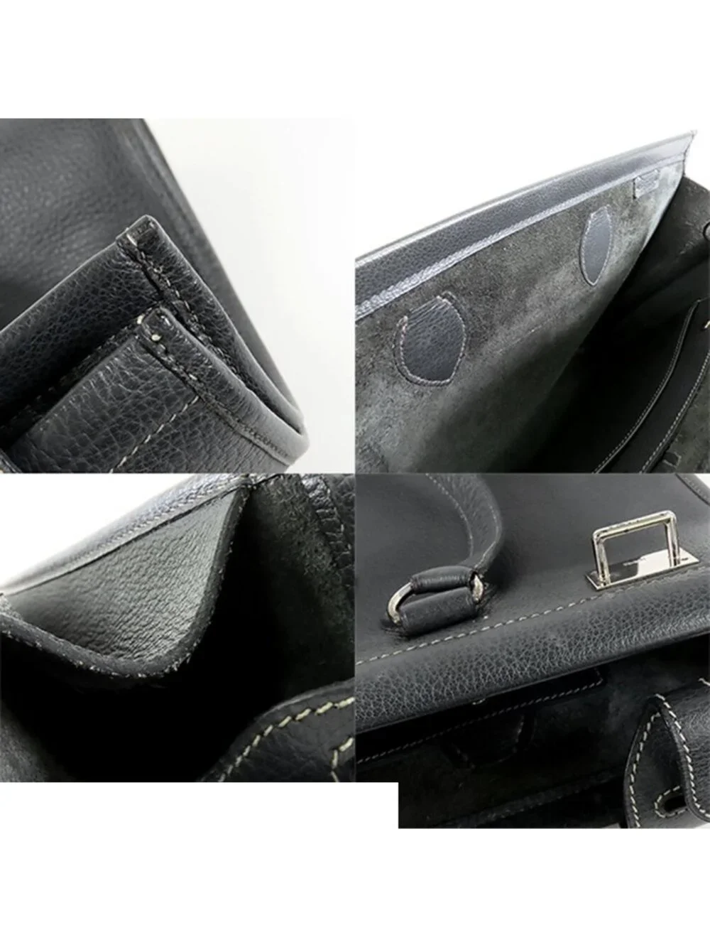 Hermes Cabas 35 Graphite Silver Ardennes Tote Shoulder Bag